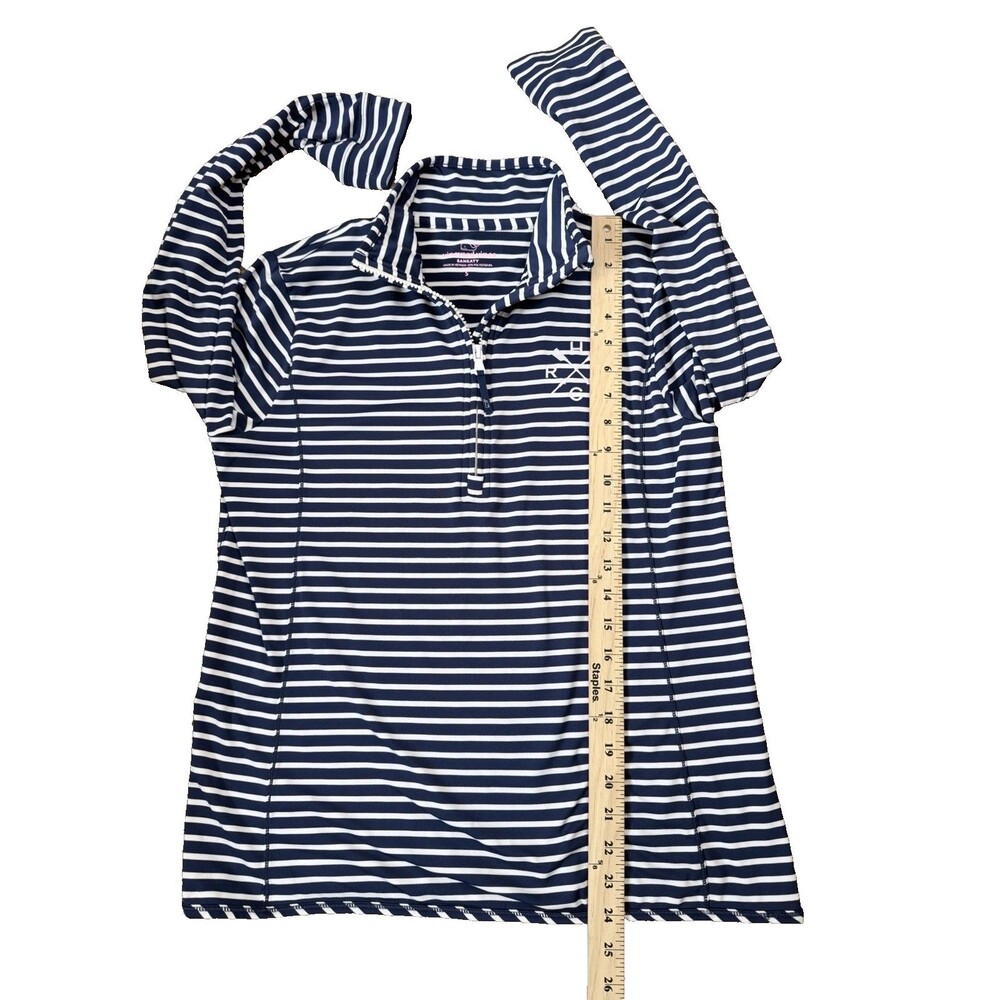 Vineyard Vines Sankaty Shep Shirt Women’s Small Navy White Striped Quarter Zip - Picture 10 of 14